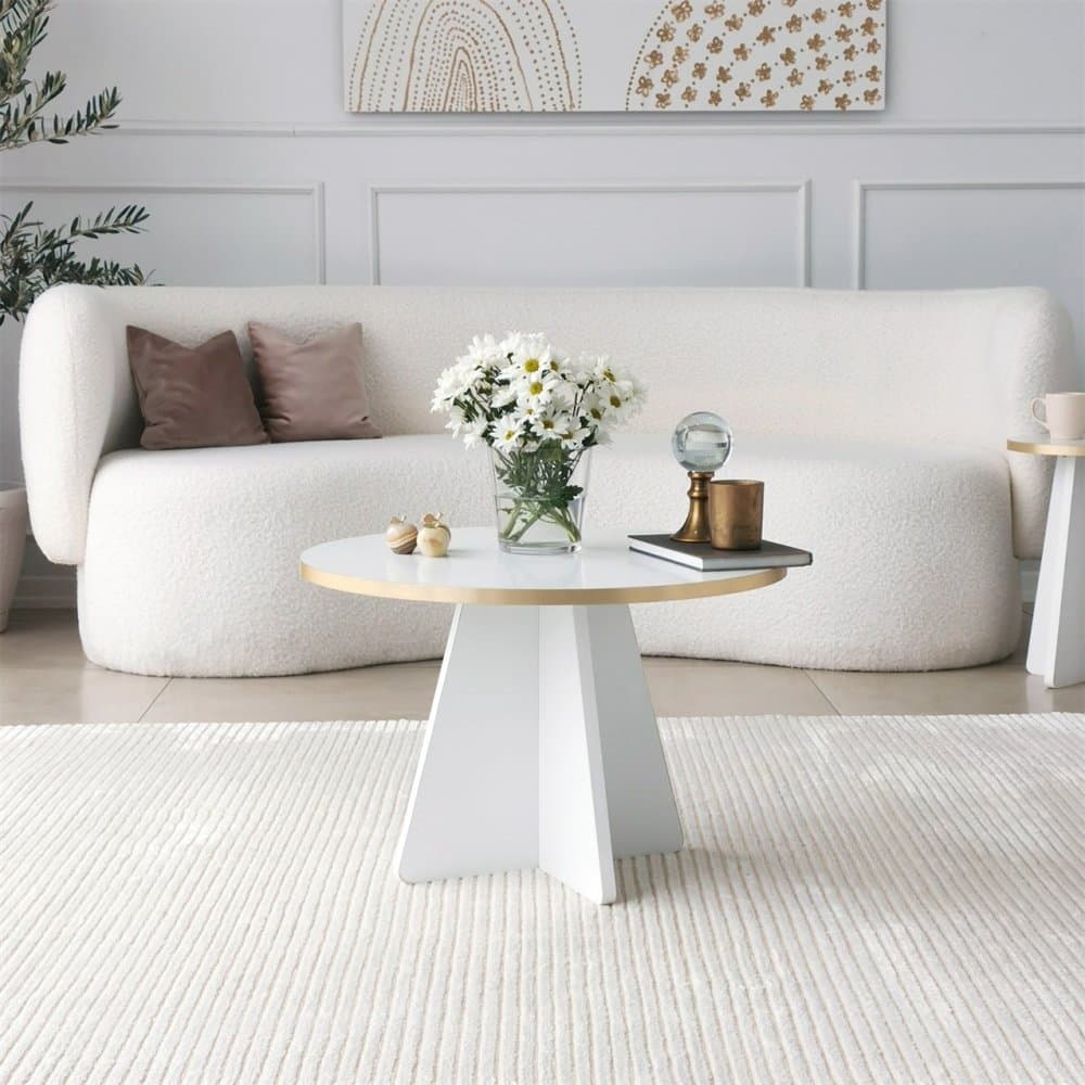 Konferenčný stolík Mushroom - Gold, White v2