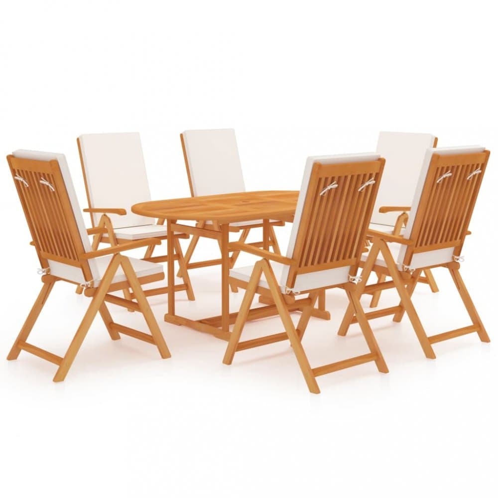 Záhradný jedálenský set 7 ks teak / látka Dekorhome 1