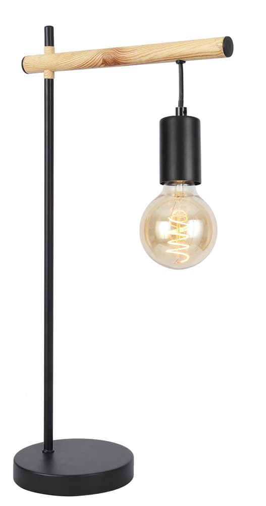 Stolová lampa Izzy čierna + drevená 1