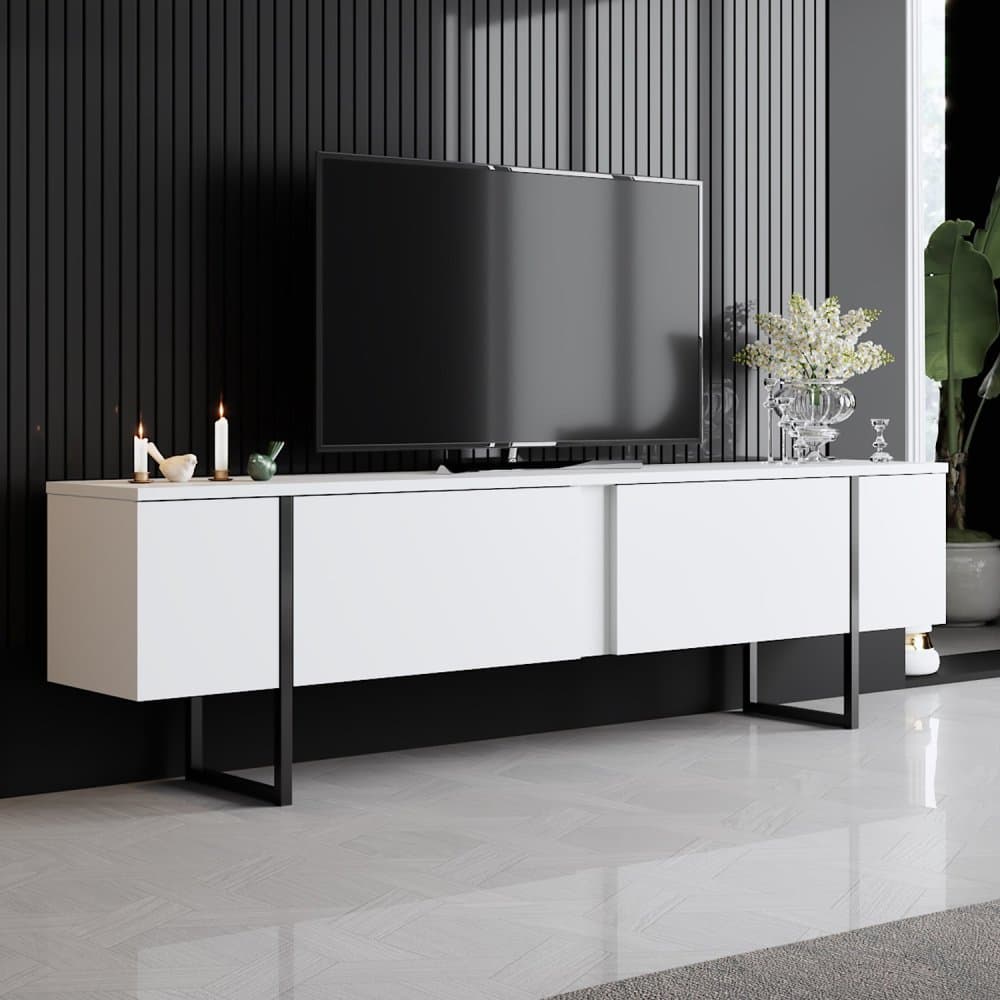 TV stolík Luxe - White, Black 1