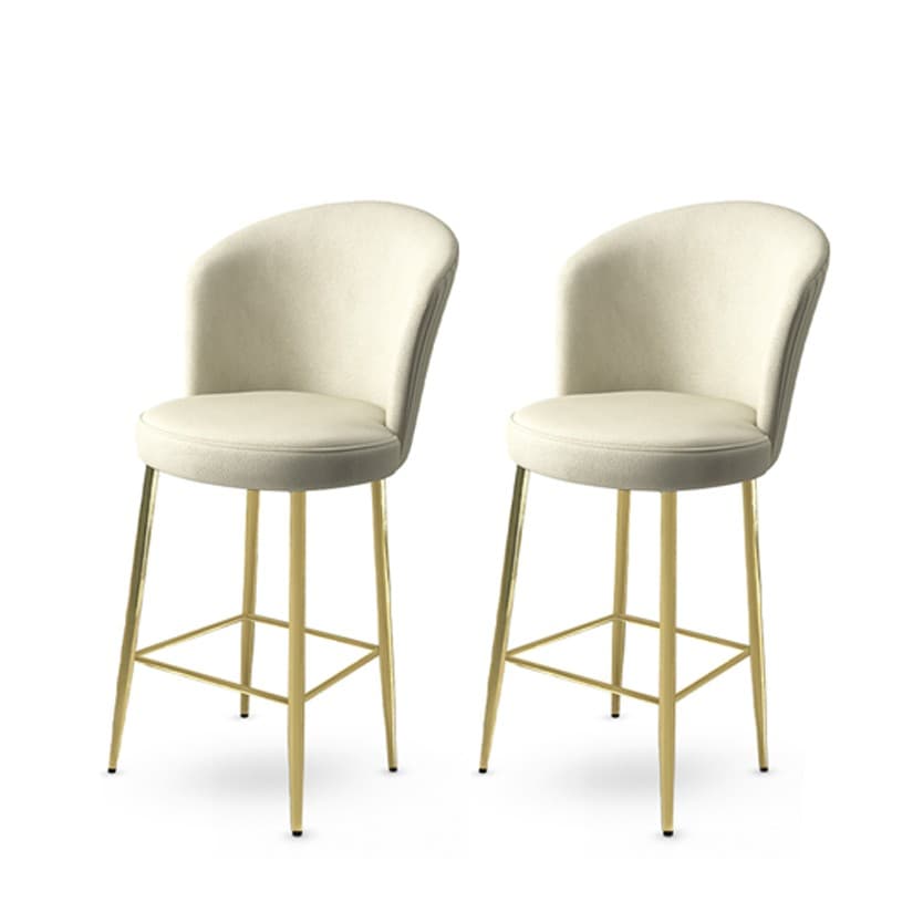 Bar Stool Set (2 Pieces) Fora - Cream, Gold 1