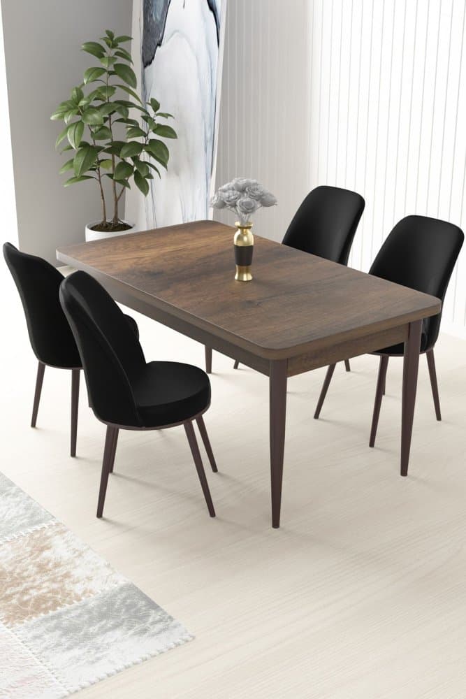 Dining Table & Chairs Set (5 Pieces) Nil - Baroque, Black 1