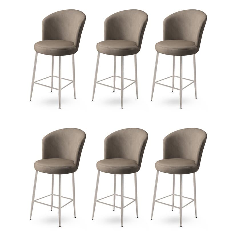 Bar Stool Set (6 Pieces) Alte - Cappuccino, Chrome