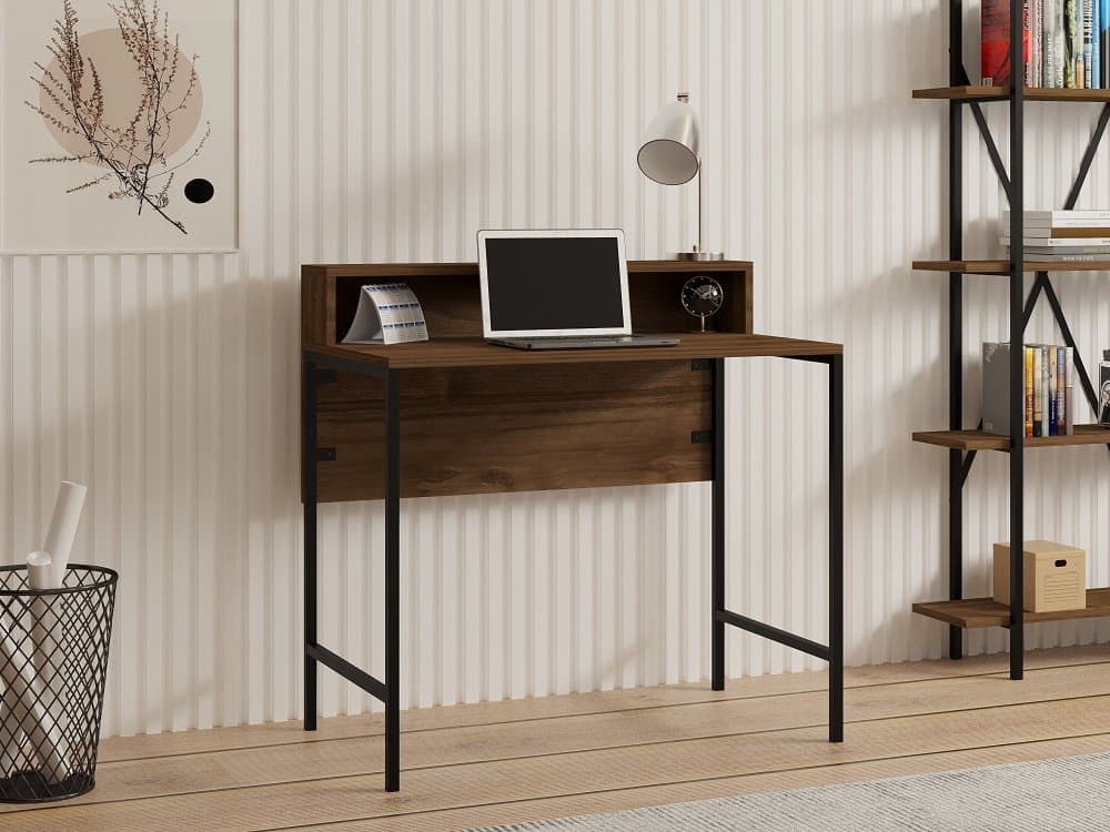 Písací stôl Uso - Walnut, Black 1