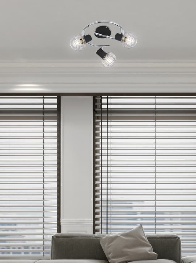Špirálová stropná lampa 3X40W E14 čierna/chróm OSLO
