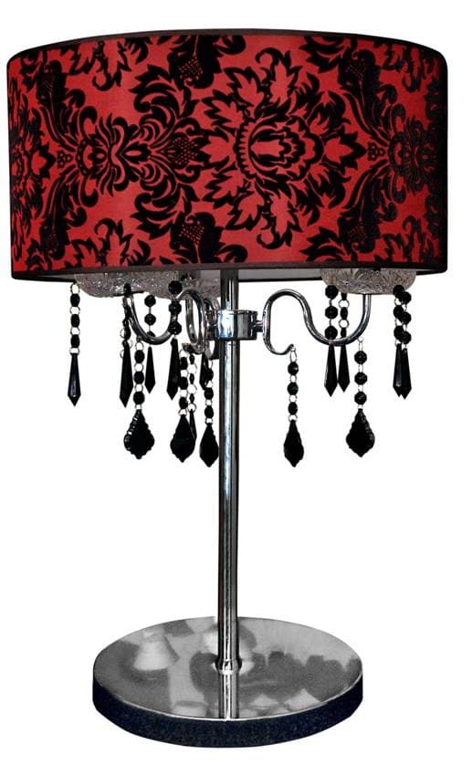 Stolová lampa červená čierna zamatová Astor