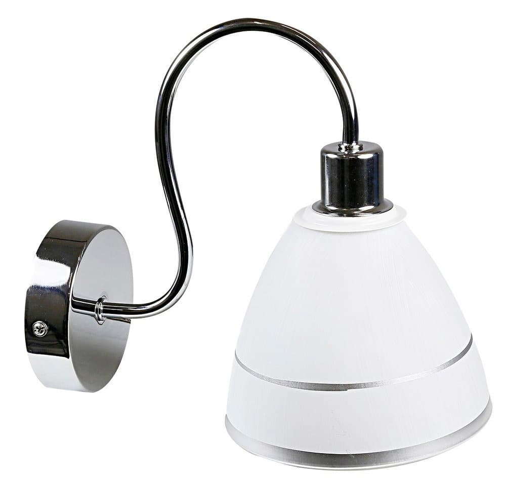 Chrómová nástenná lampa, biele tienidlo s pruhom, 40W E14 Elf 1