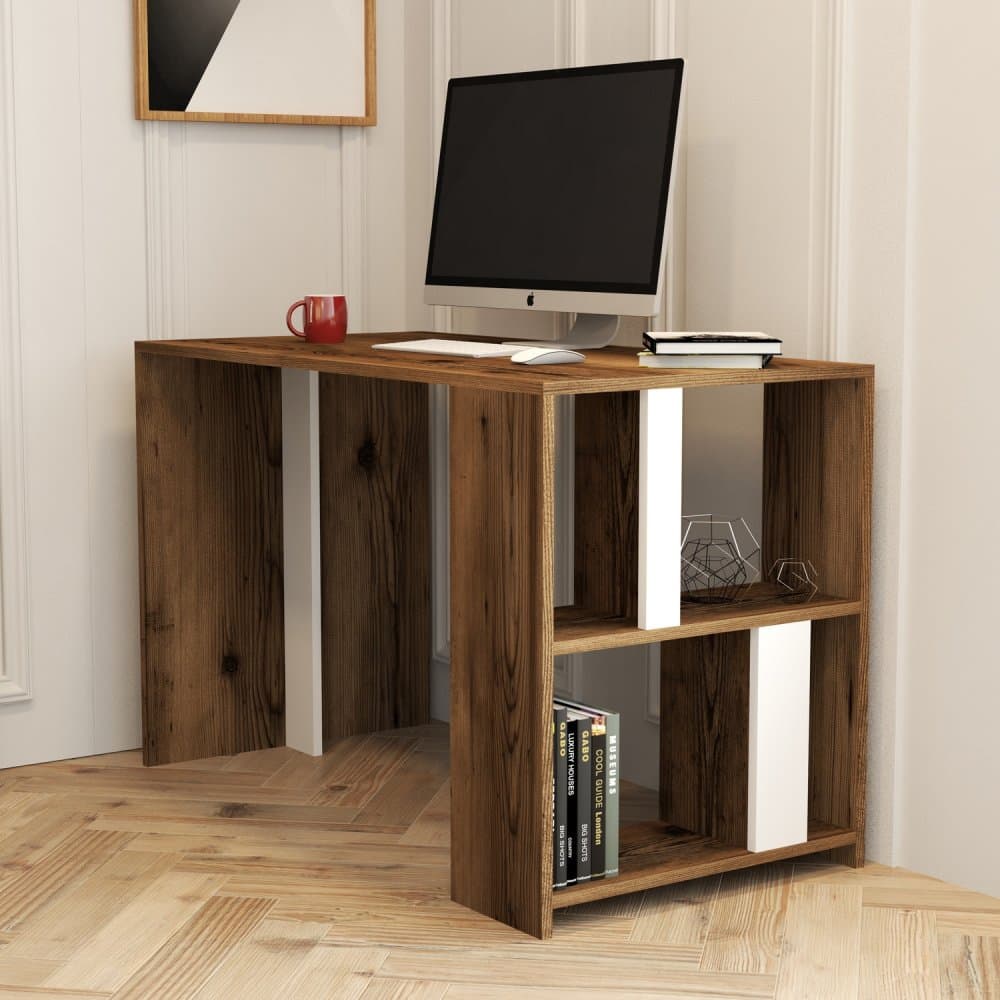 Písací stôl Lima - Walnut, White 1
