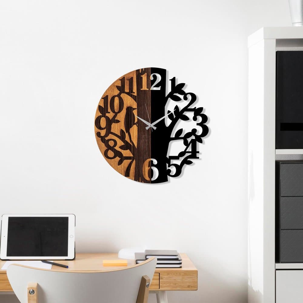 Dekoratívne drevené nástenné hodiny Wooden Clock - 71 1