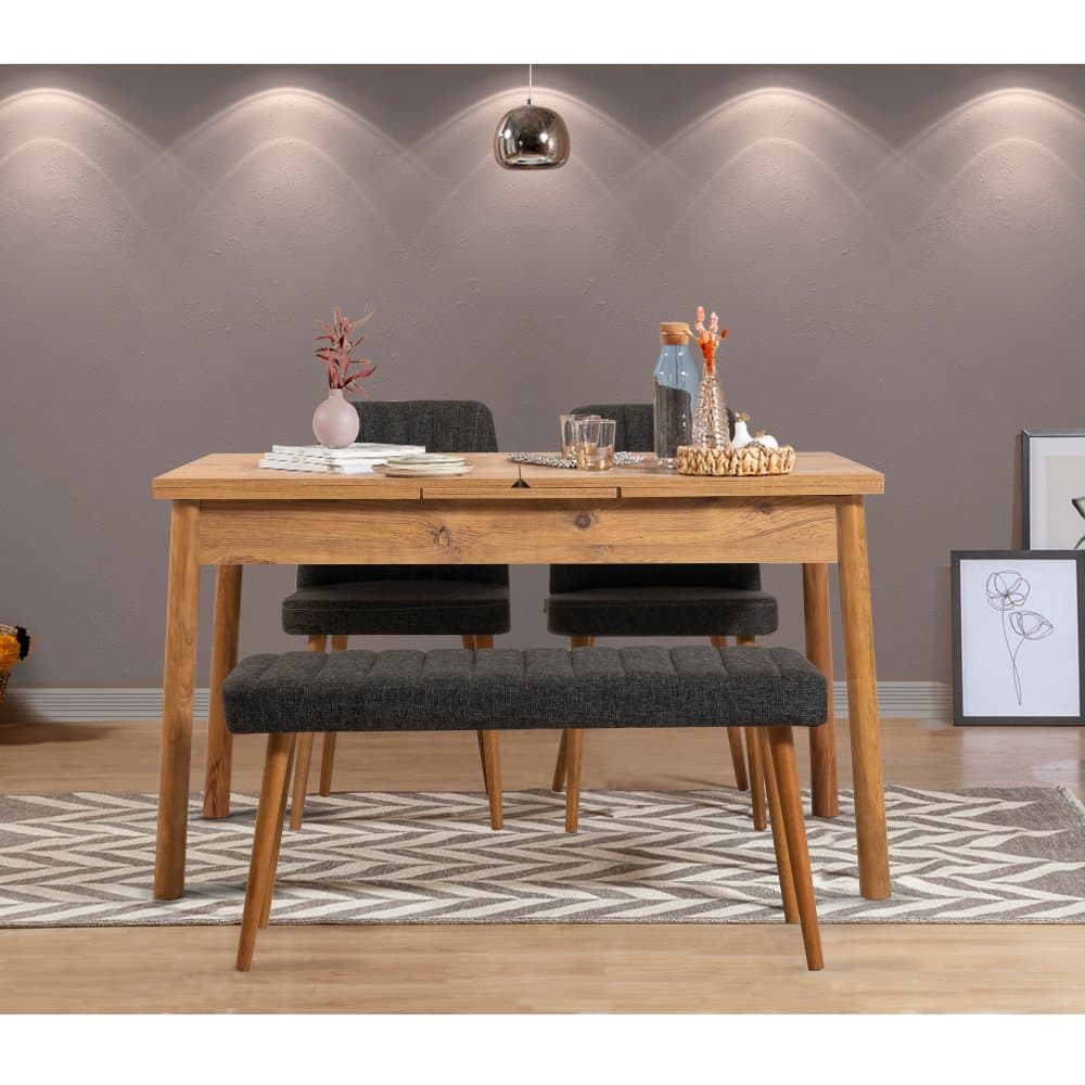 Jedálenský set s rozkladacím stolom a stoličkami (4 kusy) Santiago Atlantice-Anthracite