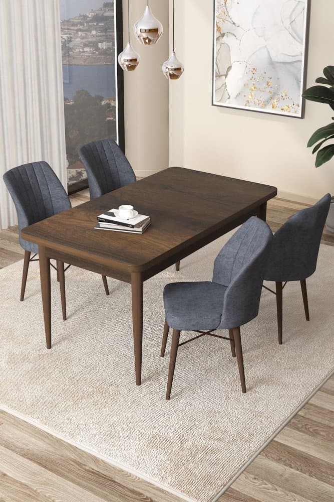 Dining Table & Chairs Set (5 Pieces) Arp - Baroque, Fume 1