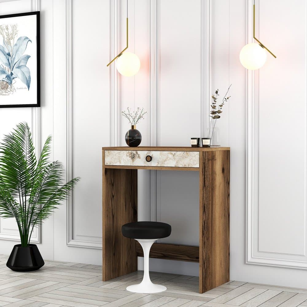 Toaletný stolík Lizbon - Walnut, White, Marble 1