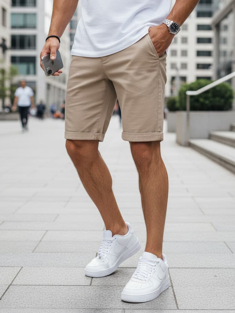 Pánske béžové kraťasy Dstreet SX2549 1