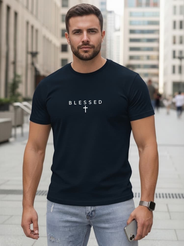 bavlnené tričko s nápisom Blessed NX5124R 1