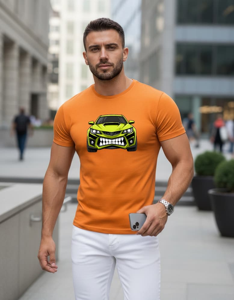 Herren-T-Shirt mit Autodruck orange Dstreet NX5015R 1