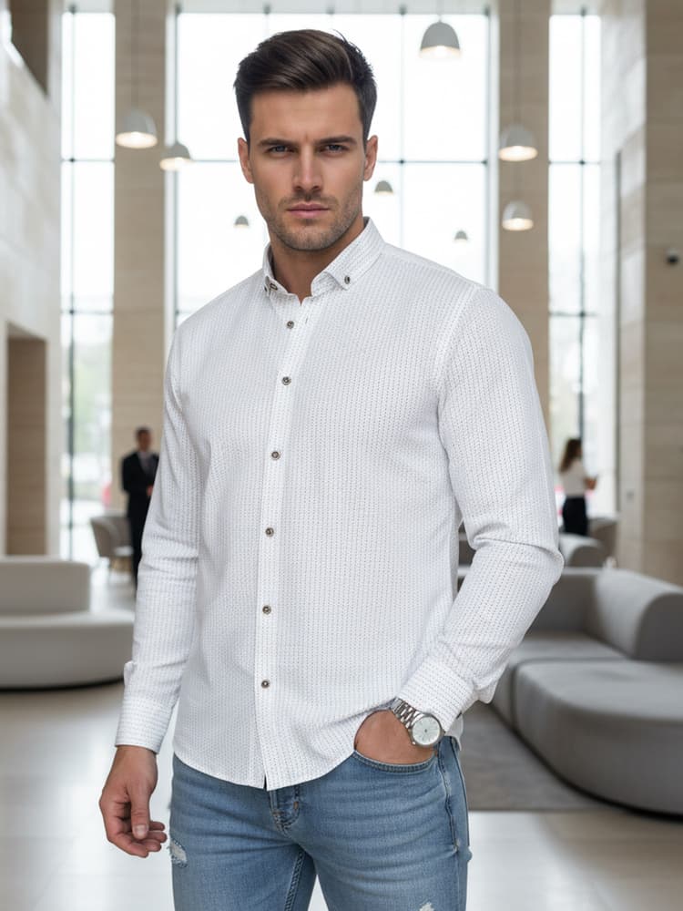 Pánska slim fit košeľa biela DX2693