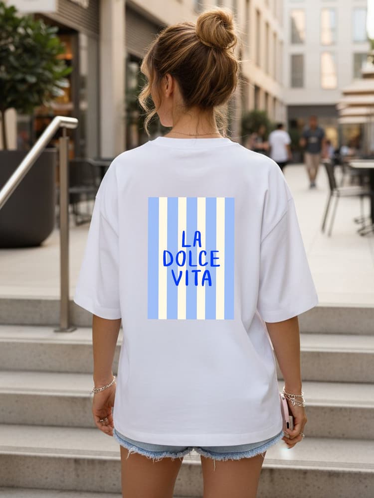 Dámske bavlnené oversize tričko s originálnou obojstrannou potlačou biele – Dstreet NX9504RY