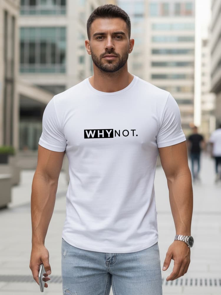 Pánske biele bavlnené tričko so streetwear potlačou NX5122R 1