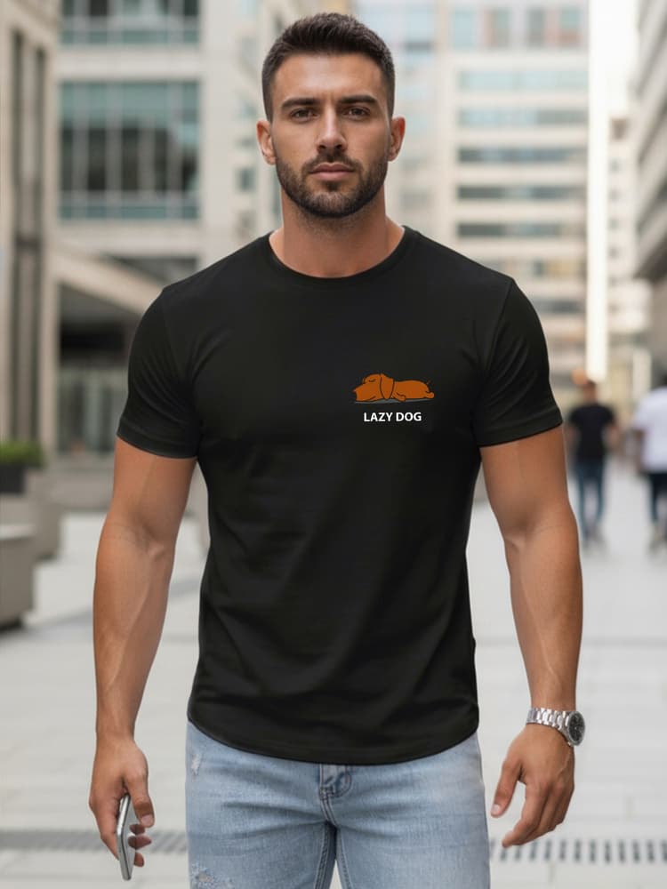 Pánske čierne tričko s minimalistickou potlačou Dstreet NX5096R