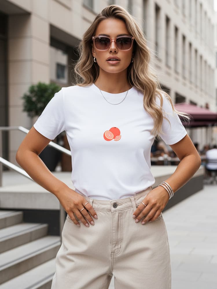 Dámske bavlnené tričko s minimalistickou potlačou biele – Dstreet NX8046RY 1