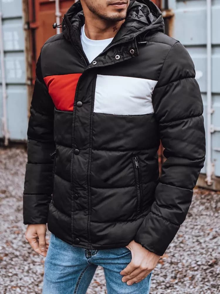 Moderná pánska bunda v čiernom prevedení 1