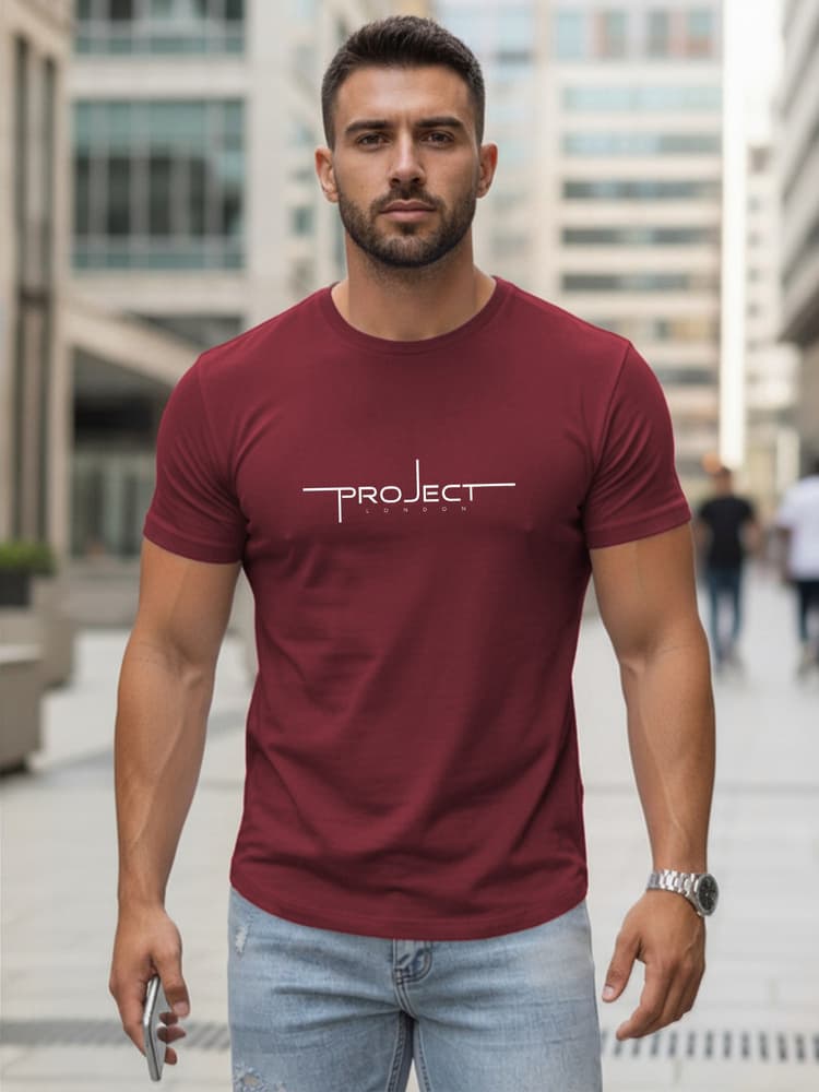 Pánske bordové tričko Project London NX5127R – Dstreet 1