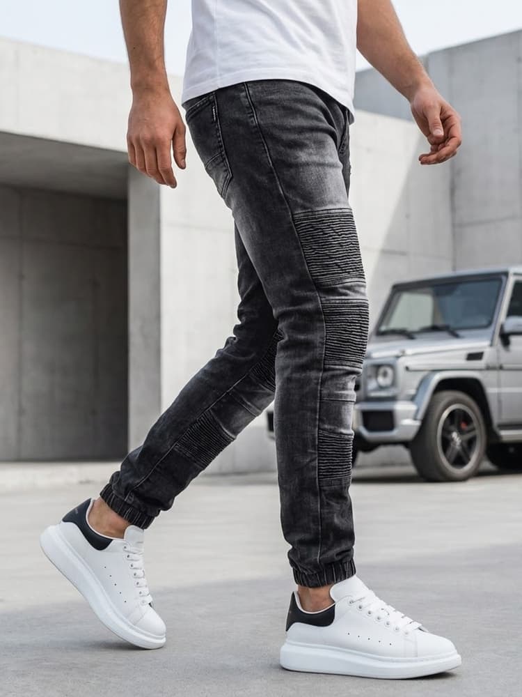 Pánske čierne džínsové joggery Dstreet UX4222 1