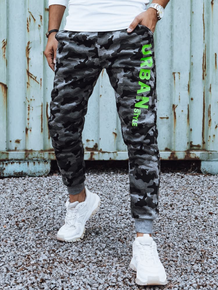 Pánske camo tepláky s potlačou antracit Dstreet UX4441 1
