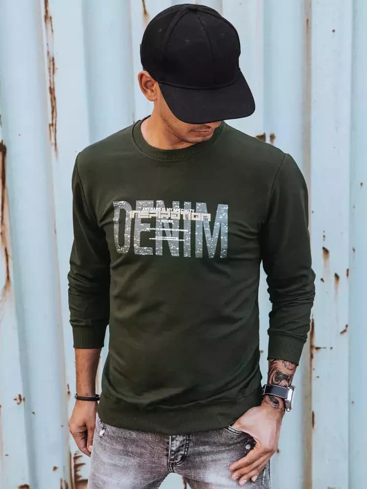 Pánska khaki mikina s potlačou BX5358 1