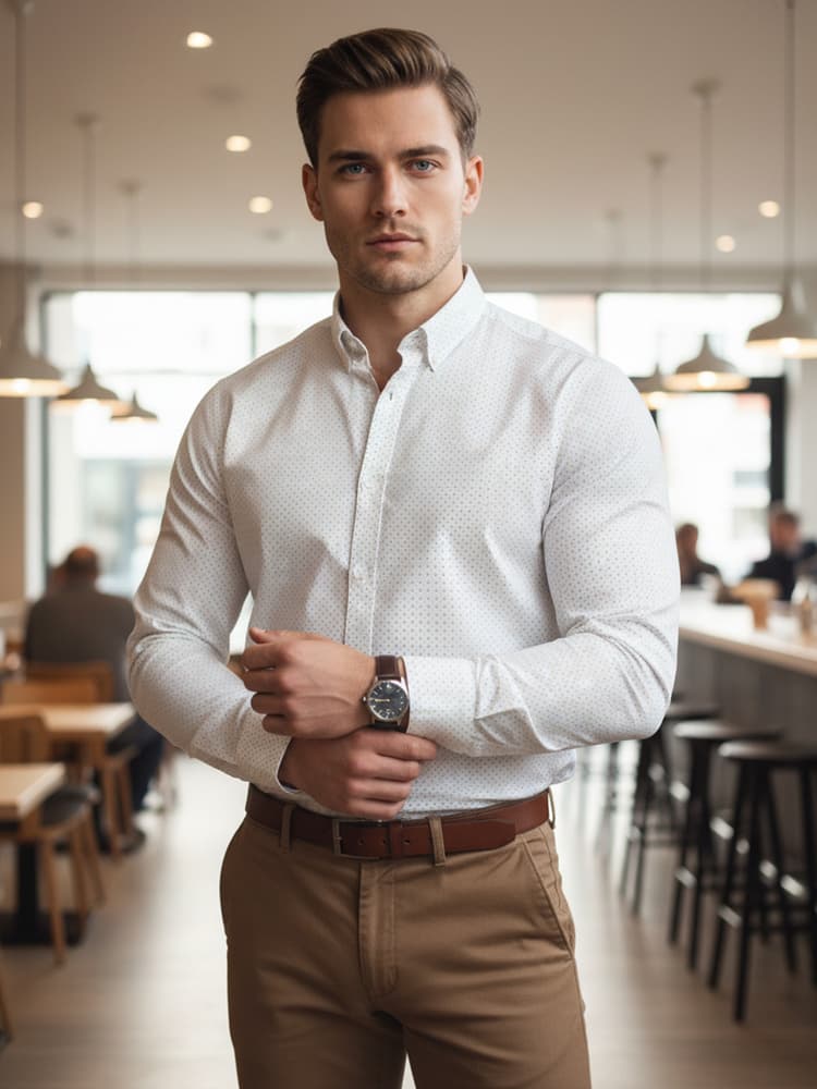 Pánska slim fit vzorovaná košeľa biela Dstreet DX2694