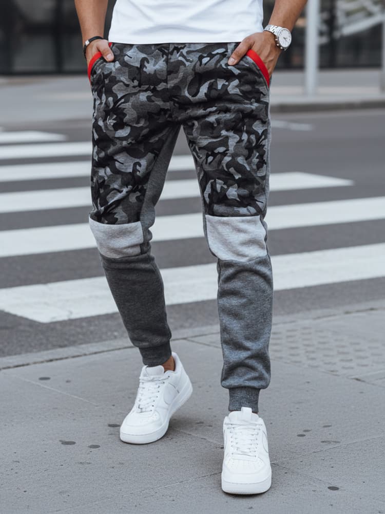 Dstreet UX4427 antracitové camo pánske tepláky 1