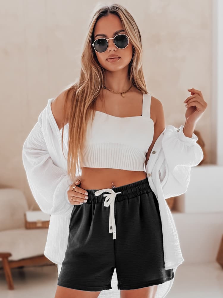 Dámske materiálové šortky HOT VIBE čierne SY0439