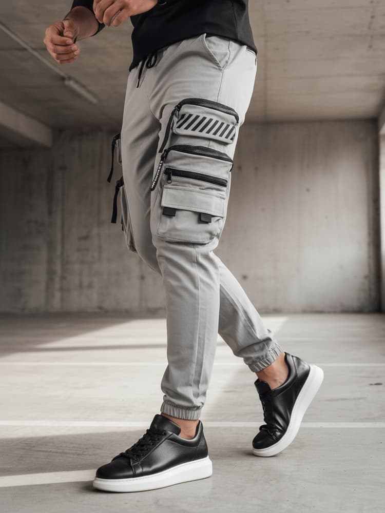 Šedé pánske cargo nohavice Dstreet UX4159 1