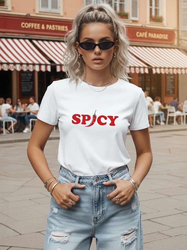 Dámske bavlnené tričko s originálnou potlačou biele – Dstreet NX8005RY 1