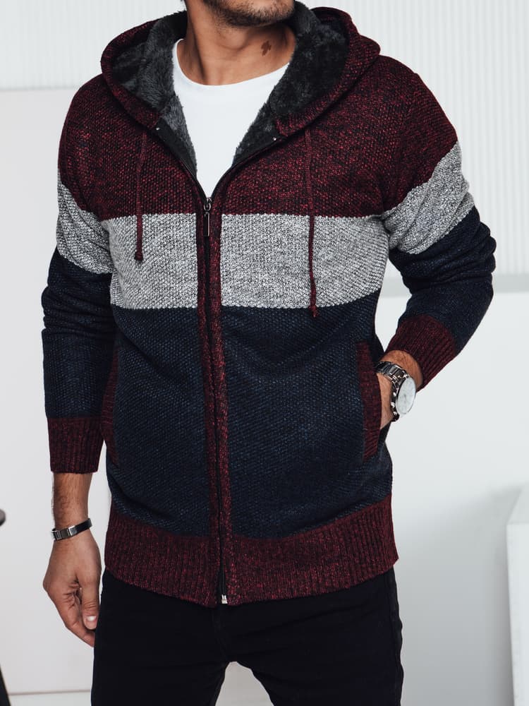 Pánsky bordový zateplený sveter s kapucňou Dstreet WX2275 1