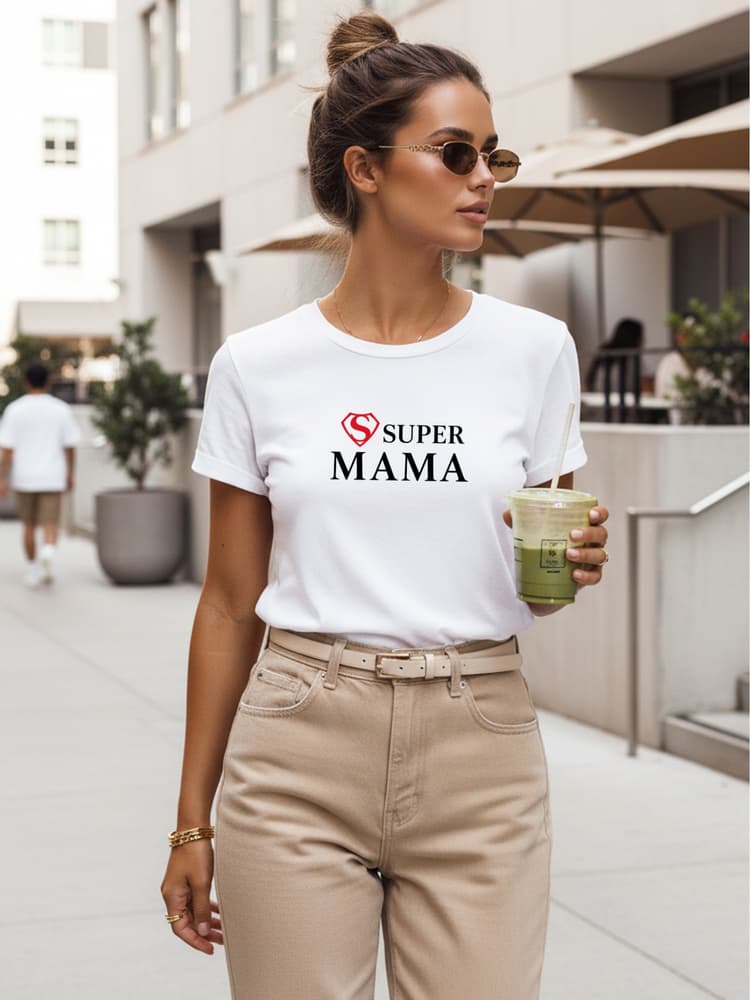 Dámske tričko SUPER MAMA biele NX5025RY