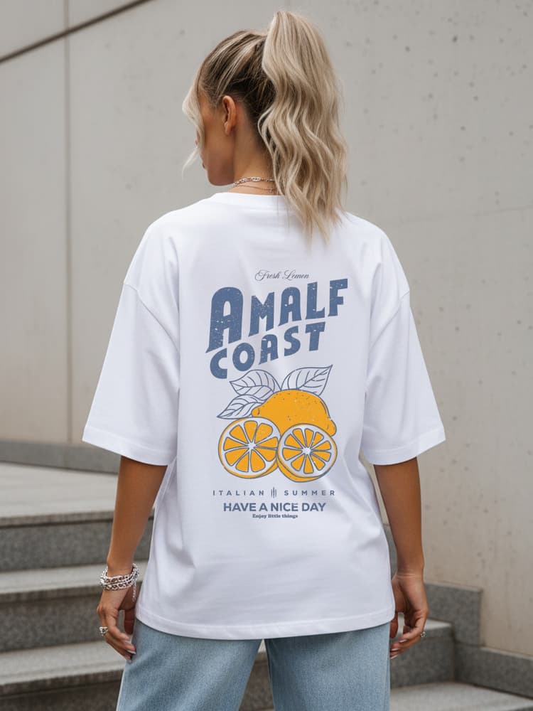Dámske bavlnené oversize tričko Amalfi Coast biele – Dstreet NX9501RY 1