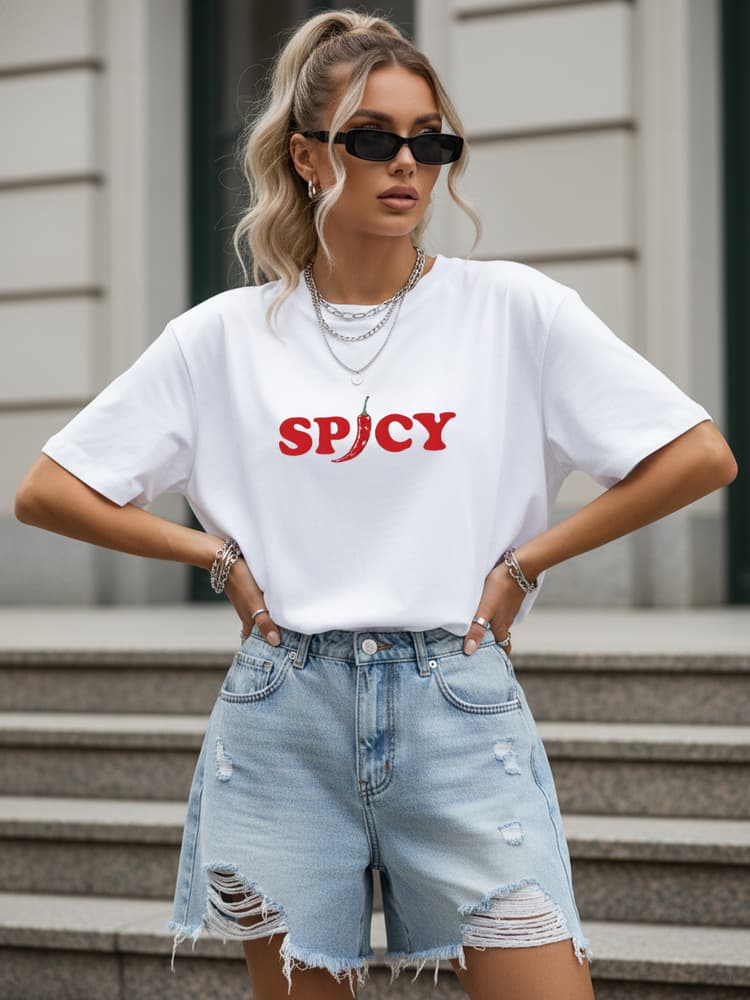 Dámske bavlnené oversize tričko s moderným nápisom biele – Dstreet NX9004RY