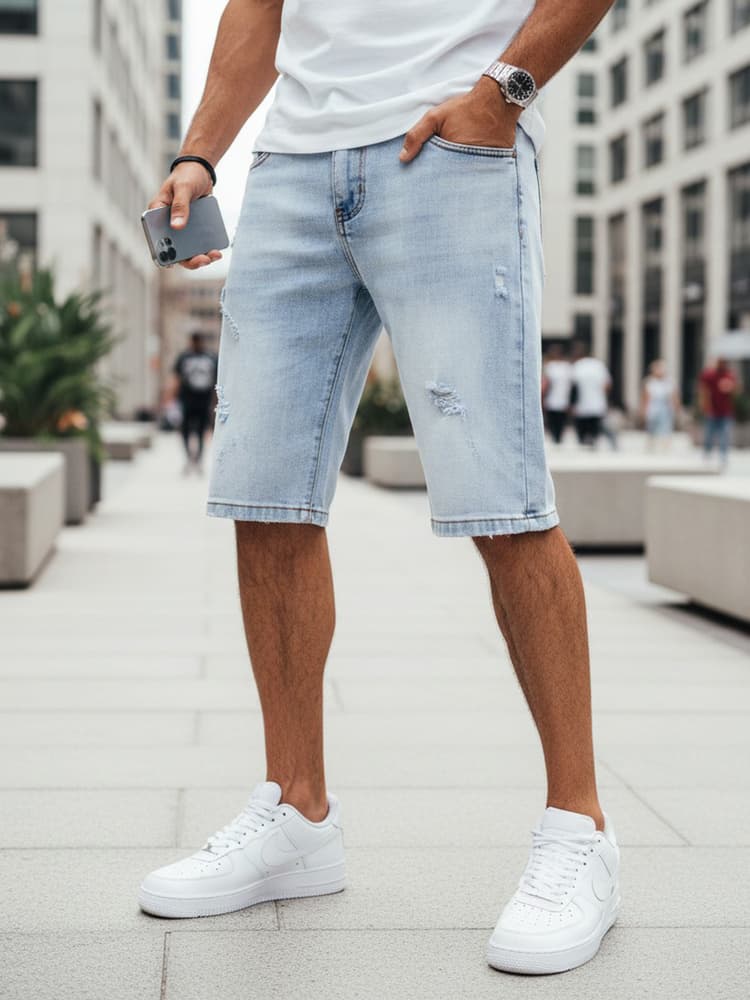 Pánske modré rifľové kraťasy Dstreet SX2566 1