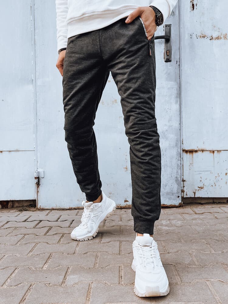 Pánske tmavošedé tepláky Dstreet UX4279 1