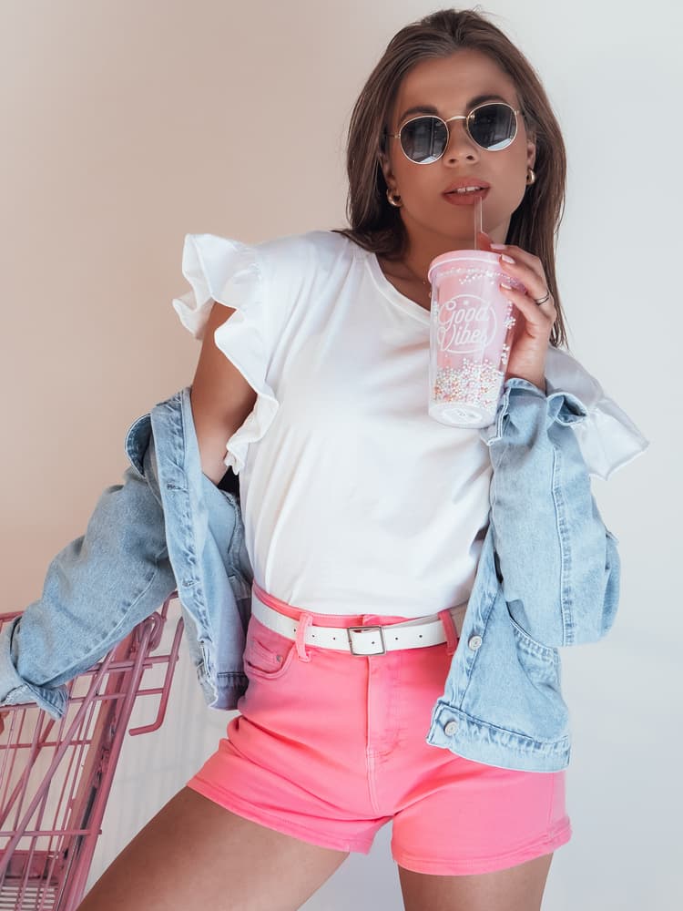 Dámske jeansové šortky GLAMWEAR ružové SY0340