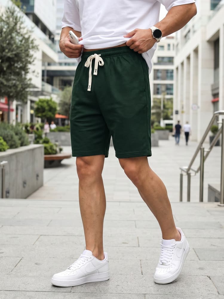 Pánske tmavozelené teplákové kraťasy Dstreet SX2634
