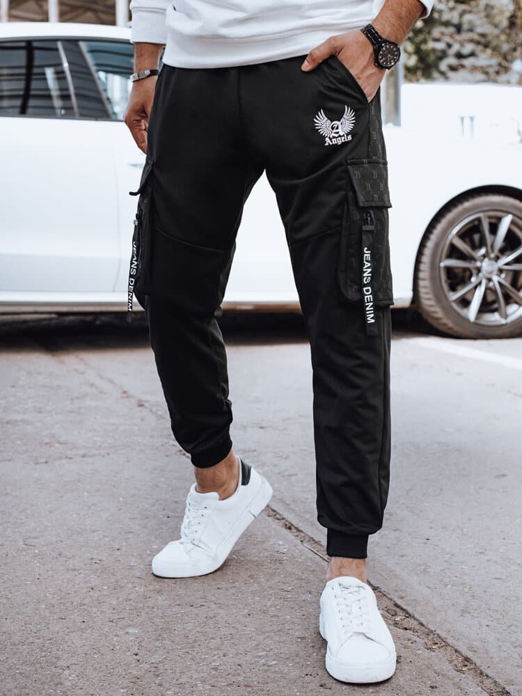 Pánske čierne cargo nohavice Dstreet UX4372 1