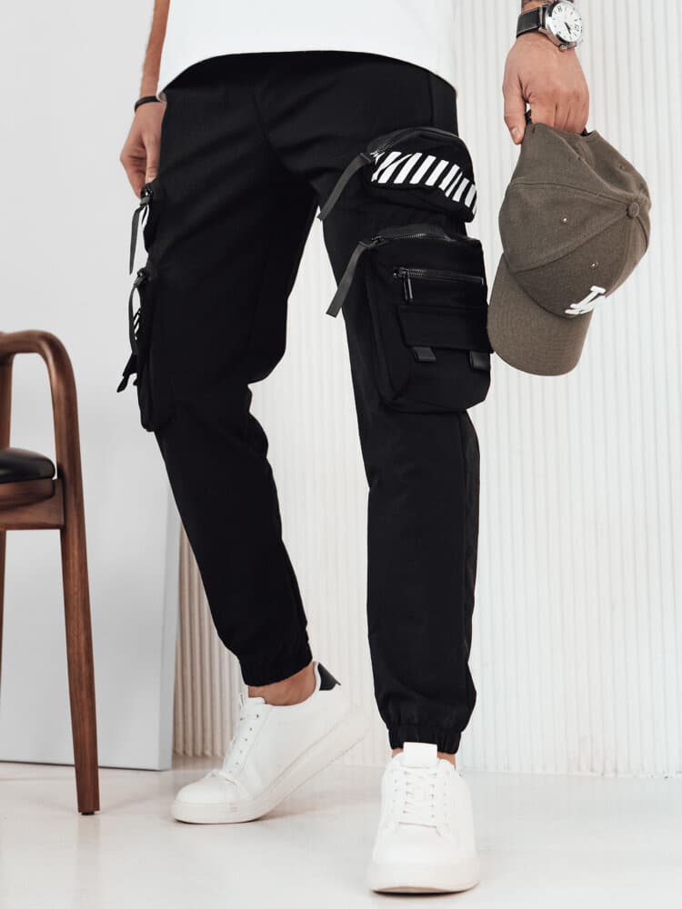 Pánske čierne cargo nohavice Dstreet UX4158 1