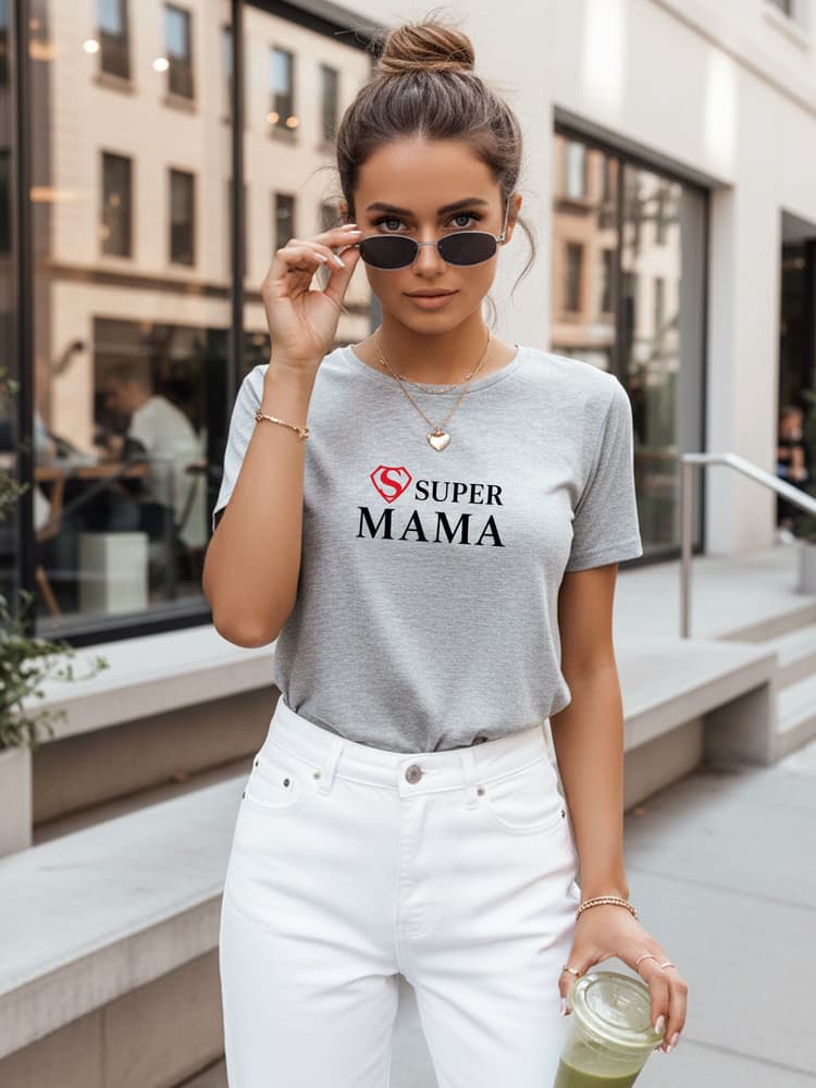 Dámske tričko SUPER MAMA svetlosivé NX5025RY 1