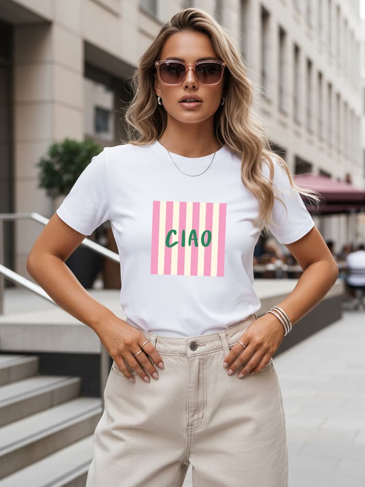 Dámske bavlnené tričko CIAO biele – Dstreet NX8011RY