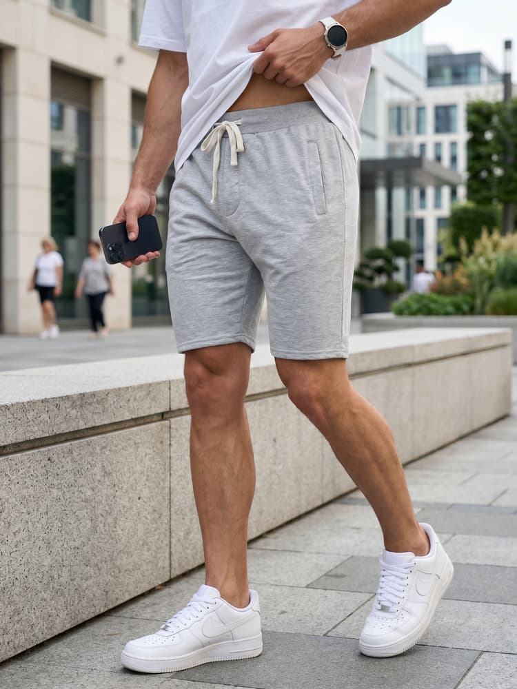 Pánske svetlošedé teplákové kraťasy Dstreet SX2621 1