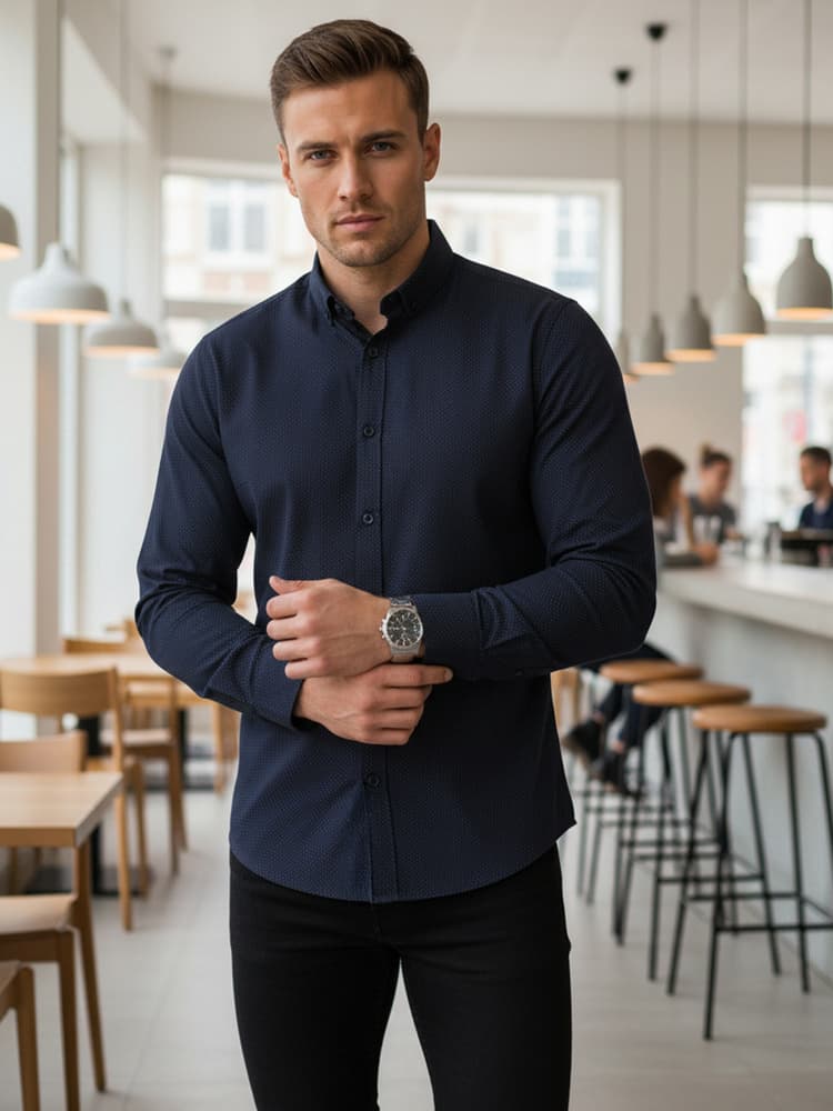 Pánska košeľa slim fit DX2691 – tmavomodrá košeľa skl.26 1