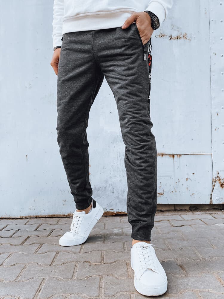 Pánske tmavošedé tepláky Dstreet UX4271