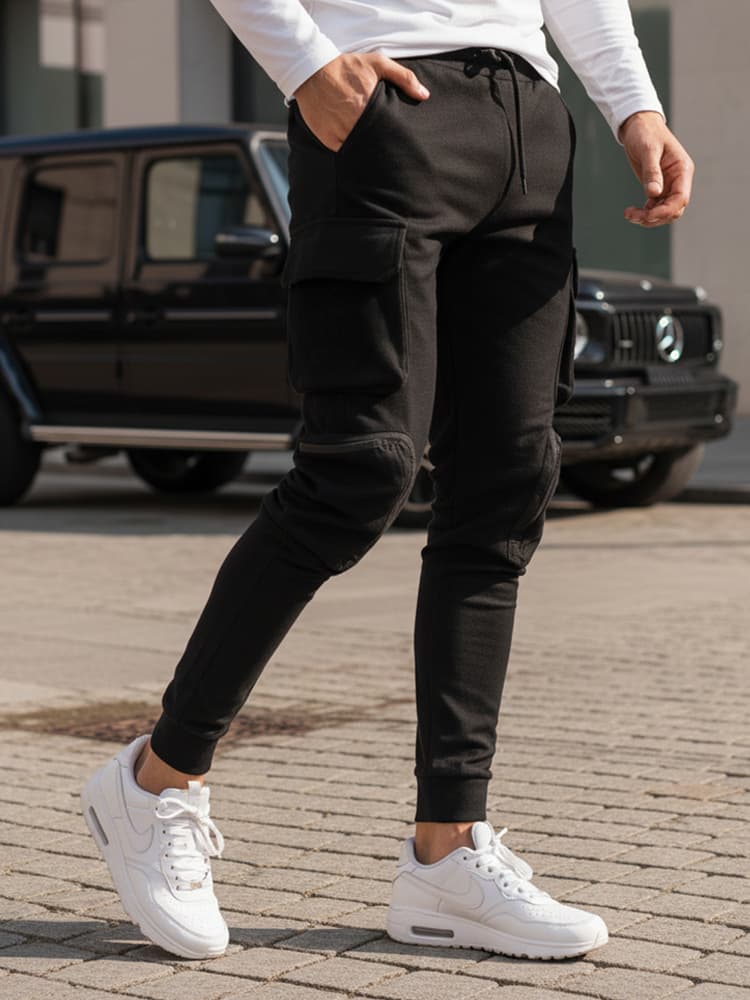 Pánske čierne cargo nohavice Dstreet UX4164 1